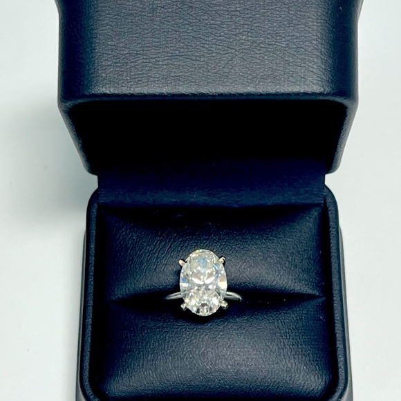 GIA 4.72 Carat Oval Shape Lab Created Diamond Engagement Ring - Picture 2 of 5